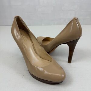 Coach‎ Nude Patent Leather Platform Heels Size 8.5B
